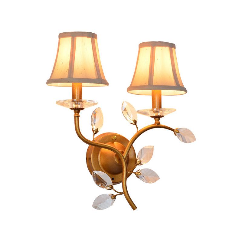 Metal Branch Wall Light Lodge Stylish 2 Lights Brass Wall Sconce Fixture with/without Bell Shade for Indoor Clearhalo 'Art deco wall lights' 'Industrial wall lights' 'Industrial' 'Middle century wall lights' 'Tiffany' 'Wall Lamps & Sconces' 'Wall Lights' Lighting' 224570