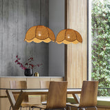 Rattan Scalloped Dome Suspension Light Simplicity 1-Light Wood Pendant Light Fixture Clearhalo 'Ceiling Lights' 'Pendant Lights' 'Pendants' Lighting' 2245729