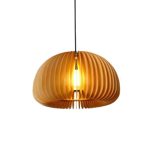 Asian Style Dome Shaded Ceiling Lighting Wood 1��Bulb Restaurant Hanging Light Fixture Clearhalo 'Ceiling Lights' 'Modern Pendants' 'Modern' 'Pendant Lights' 'Pendants' Lighting' 2245740