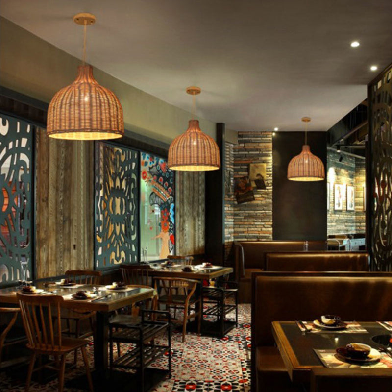 Basket Suspension Lighting Minimalist Rattan 1 Head Restaurant Pendant Ceiling Light Clearhalo 'Ceiling Lights' 'Lighting' 'Pendant Lights' 2245743_3bc25fc8-d503-4132-8b7a-5bd7dd443b59