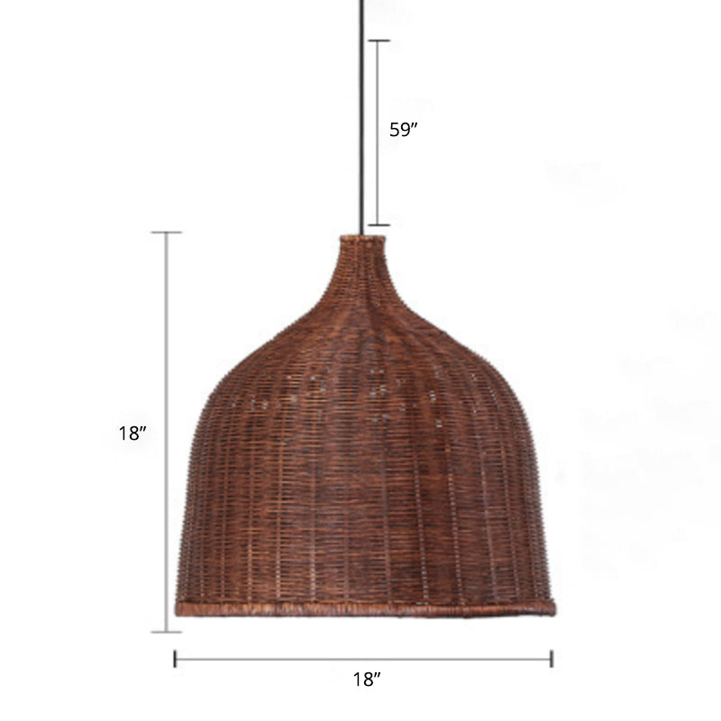Basket Suspension Lighting Minimalist Rattan 1 Head Restaurant Pendant Ceiling Light 18" Clearhalo 'Ceiling Lights' 'Lighting' 'Pendant Lights' 2245748_97a61f40-8751-45aa-bf9d-30cf51d049f9