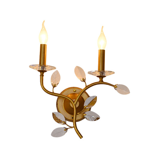 Metal Branch Wall Light Lodge Stylish 2 Lights Brass Wall Sconce Fixture with/without Bell Shade for Indoor Clearhalo 'Art deco wall lights' 'Industrial wall lights' 'Industrial' 'Middle century wall lights' 'Tiffany' 'Wall Lamps & Sconces' 'Wall Lights' Lighting' 224574