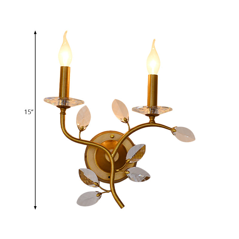 Metal Branch Wall Light Lodge Stylish 2 Lights Brass Wall Sconce Fixture with/without Bell Shade for Indoor Clearhalo 'Art deco wall lights' 'Industrial wall lights' 'Industrial' 'Middle century wall lights' 'Tiffany' 'Wall Lamps & Sconces' 'Wall Lights' Lighting' 224575