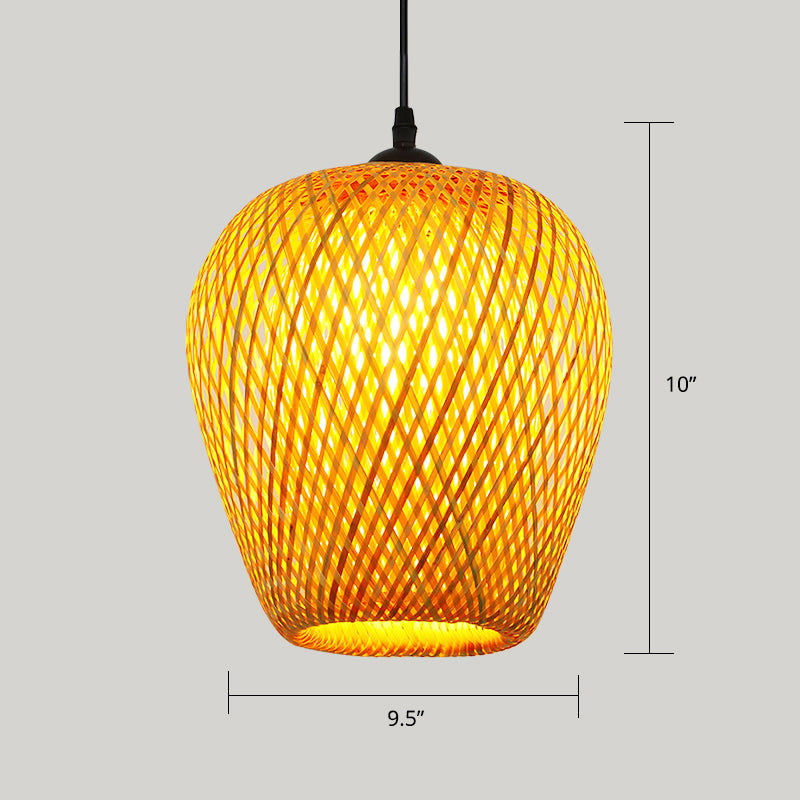 Handwoven Rattan Suspension Light Simplicity 1-Light Wood Pendant Lighting Fixture Clearhalo 'Ceiling Lights' 'Pendant Lights' 'Pendants' Lighting' 2245774