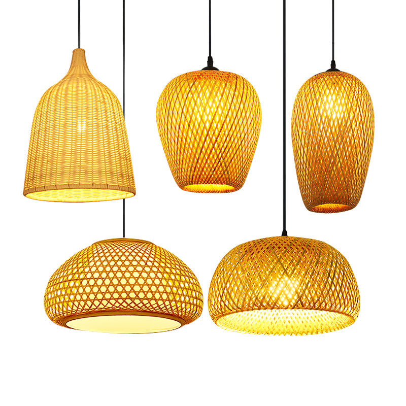 Handwoven Rattan Suspension Light Simplicity 1-Light Wood Pendant Lighting Fixture Clearhalo 'Ceiling Lights' 'Pendant Lights' 'Pendants' Lighting' 2245777