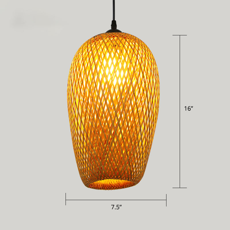Handwoven Rattan Suspension Light Simplicity 1-Light Wood Pendant Lighting Fixture Clearhalo 'Ceiling Lights' 'Pendant Lights' 'Pendants' Lighting' 2245779