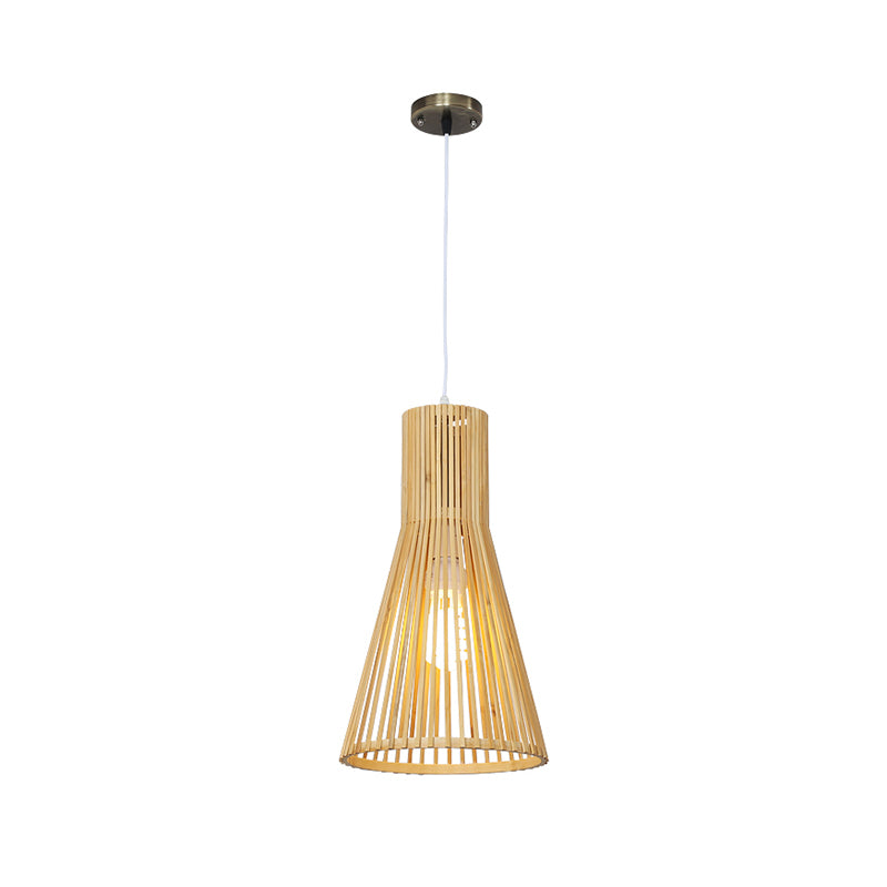 Bamboo Horn-Shaped Ceiling Light Asian Style 1 Bulb Ceiling Lighting for Tea Room Clearhalo 'Ceiling Lights' 'Lighting' 'Pendant Lights' 2245817_205c62c0-0754-4caa-b67e-561b43ac2700
