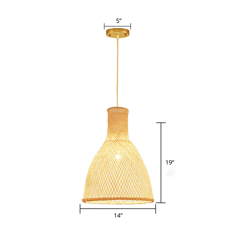 Handmade Bamboo Suspension Lighting Minimalist 1 Head Wood Pendant Ceiling Light for Tea Room Clearhalo 'Ceiling Lights' 'Lighting' 'Pendant Lights' 2245826_79cad947-894f-4c21-82a6-f400f5e43693