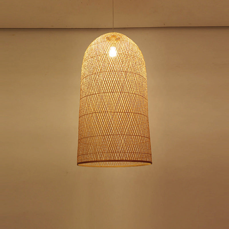 Handmade Bamboo Suspension Lighting Minimalist 1��Head Wood Pendant Ceiling Light for Tea Room Clearhalo 'Ceiling Lights' 'Pendant Lights' 'Pendants' Lighting' 2245827
