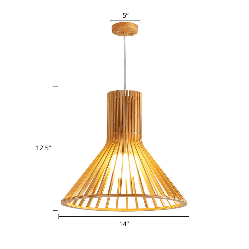 South-east Asia Shaded Ceiling Light Wood Single Restaurant Hanging Pendant Lighting Clearhalo 'Ceiling Lights' 'Pendant Lights' 'Pendants' Lighting' 2245831