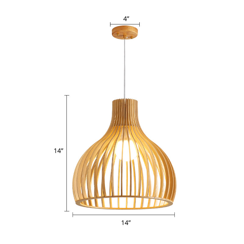 South-east Asia Shaded Ceiling Light Wood Single Restaurant Hanging Pendant Lighting Clearhalo 'Ceiling Lights' 'Pendant Lights' 'Pendants' Lighting' 2245836
