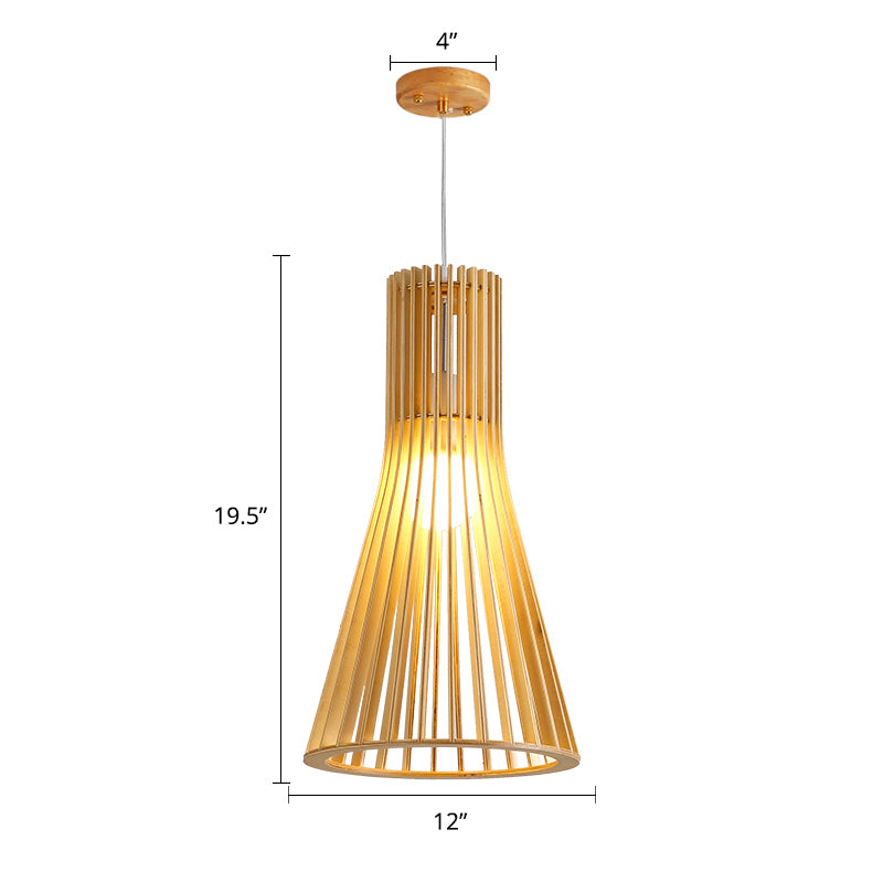 South-east Asia Shaded Ceiling Light Wood Single Restaurant Hanging Pendant Lighting Clearhalo 'Ceiling Lights' 'Pendant Lights' 'Pendants' Lighting' 2245837