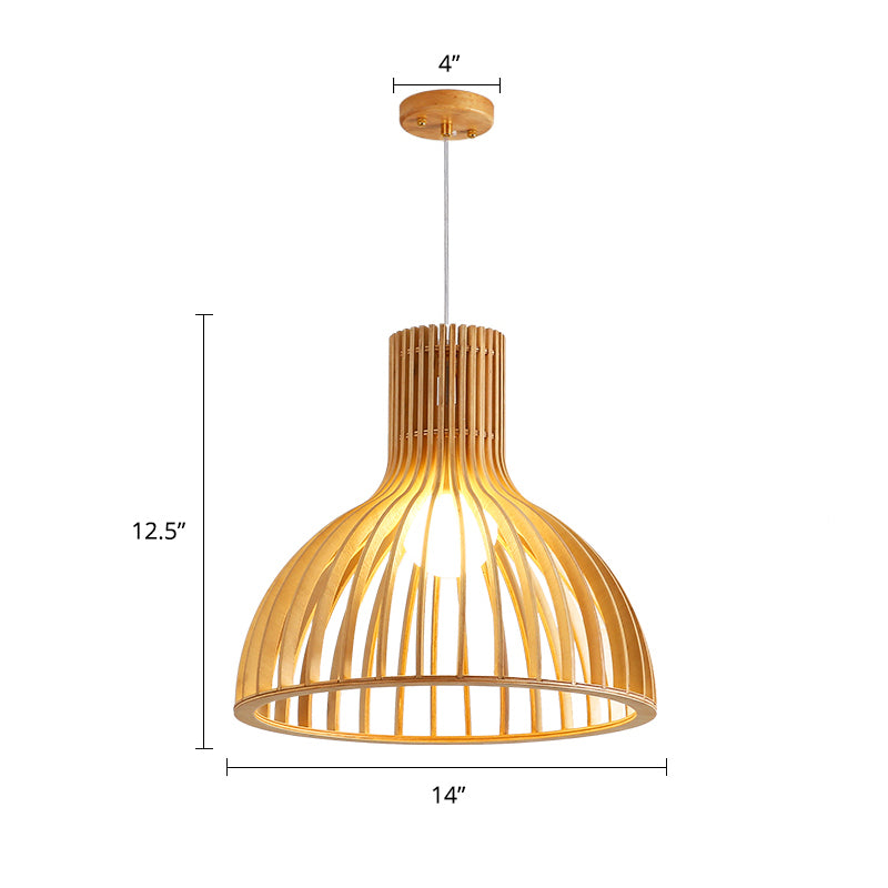 South-east Asia Shaded Ceiling Light Wood Single Restaurant Hanging Pendant Lighting Clearhalo 'Ceiling Lights' 'Pendant Lights' 'Pendants' Lighting' 2245839