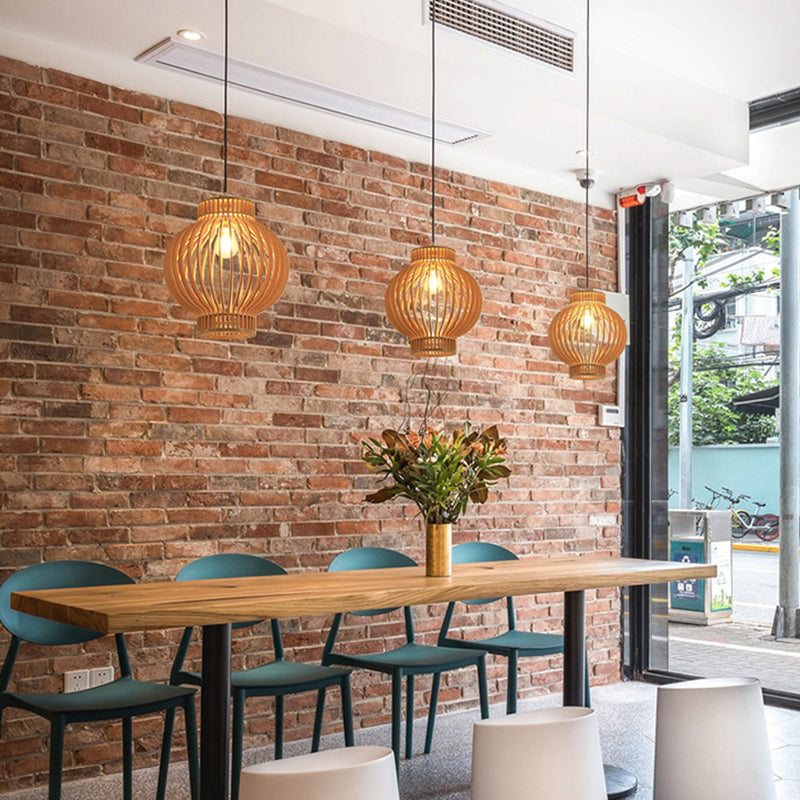 Handmade Restaurant Suspension Light Wood 1-Light Simplicity Pendant Light Fixture Wood B Clearhalo 'Ceiling Lights' 'Pendant Lights' 'Pendants' Lighting' 2245858_f0da4aa0-4102-46a7-b9fd-6d489f72aea9