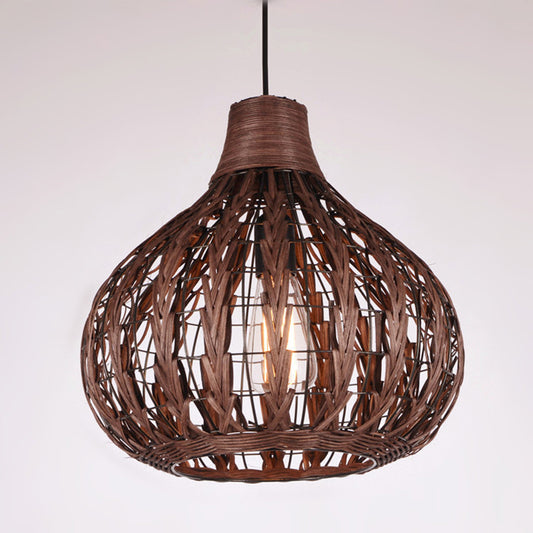 Onion Shaded Ceiling Light Asian Style Rattan 1 Bulb Restaurant Hanging Light Fixture Clearhalo 'Ceiling Lights' 'Lighting' 'Pendant Lights' 2245859_02b2409a-d262-41d6-8720-c0c41f6868ae
