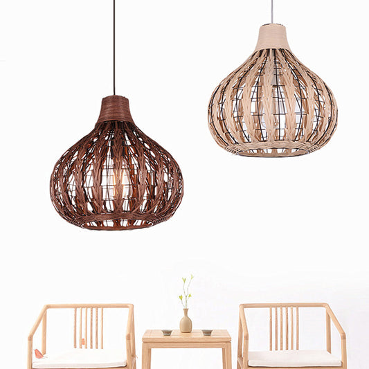 Onion Shaded Ceiling Light Asian Style Rattan 1 Bulb Restaurant Hanging Light Fixture Clearhalo 'Ceiling Lights' 'Lighting' 'Pendant Lights' 2245862_99a9cdf4-5b72-4a2e-8978-8bf1d27dc04a
