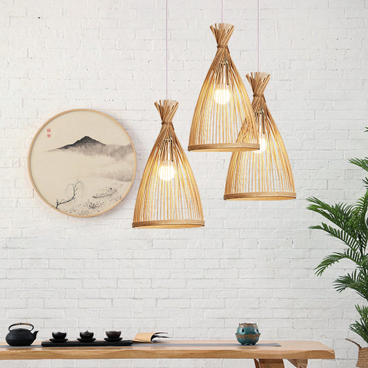 Bamboo Bell Suspension Lighting Minimalist 1 Head Pendant Ceiling Light for Tea Room Clearhalo 'Ceiling Lights' 'Lighting' 'Pendant Lights' 2245867_a6e43cda-0e4b-4fc9-bb14-6ee8f2cad5ef
