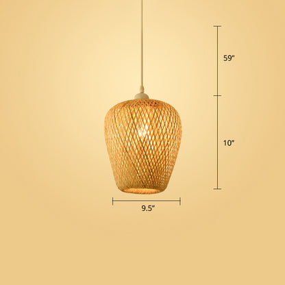 Modern Style Handwoven Ceiling Light Rattan Single Restaurant Hanging Pendant Light in Wood Wood C Clearhalo 'Ceiling Lights' 'Pendant Lights' 'Pendants' Lighting' 2245877_2a7766ad-6bad-4c16-95e8-5de2e8eea2d6