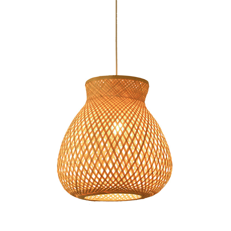 Modern Style Handwoven Ceiling Light Rattan Single Restaurant Hanging Pendant Light in Wood Clearhalo 'Ceiling Lights' 'Pendant Lights' 'Pendants' Lighting' 2245878
