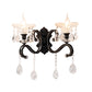 Scalloped Edge Wall Lamp Modern Style Clear Crystal 1/2-Bulb Corridor Sconce Light Fixture with Curved Arm in Black Clearhalo 'Modern wall lights' 'Modern' 'Wall Lamps & Sconces' 'Wall Lights' Lighting' 224597