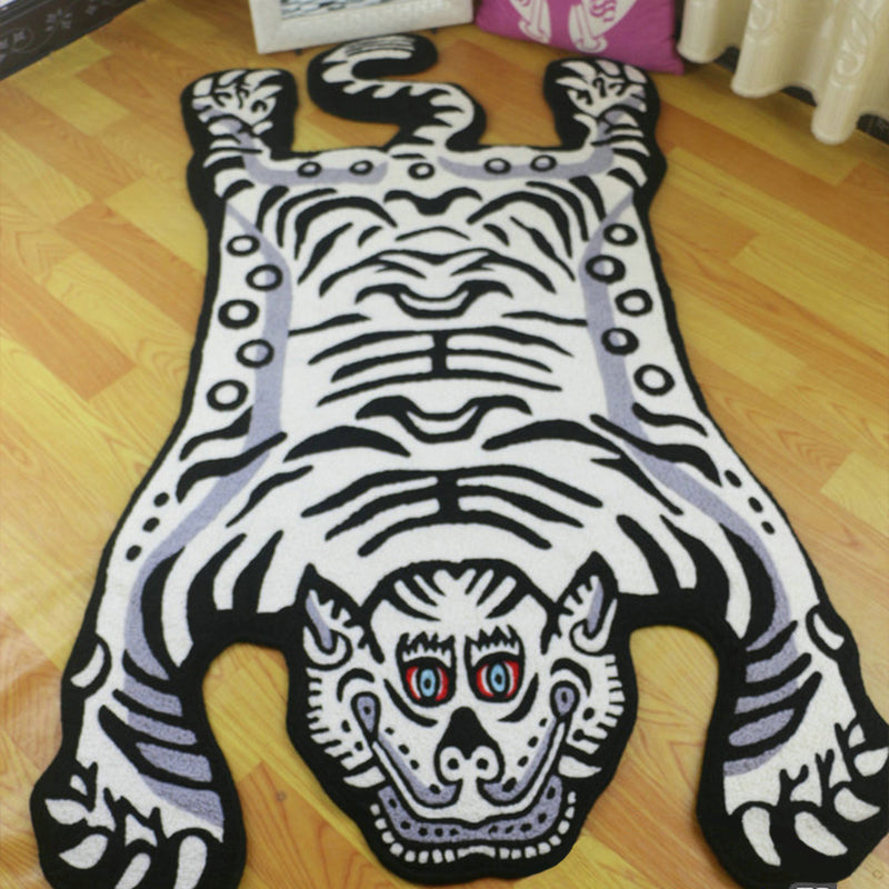 Irregular Shape Tiger Skin Rug Multi Colored Creative Indoor Rug Acrylic Anti-Slip Pet Friendly Rug for Decor Black-White Clearhalo 'Area Rug' 'Casual' 'Rugs' Rug' 2246013