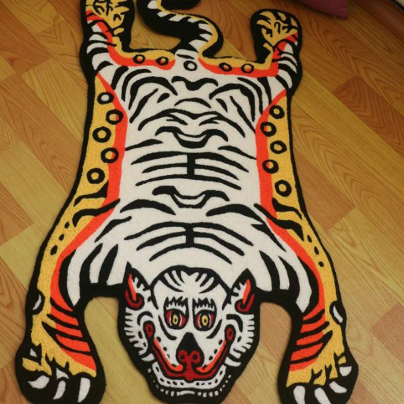 Irregular Shape Tiger Skin Rug Multi Colored Creative Indoor Rug Acrylic Anti-Slip Pet Friendly Rug for Decor White Clearhalo 'Area Rug' 'Casual' 'Rugs' Rug' 2246015