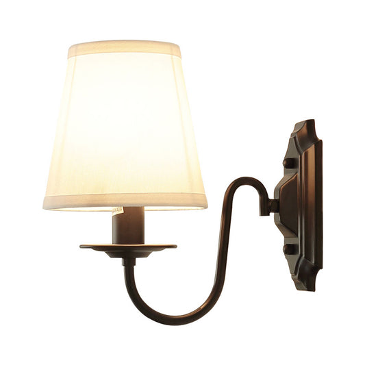 Fabric Tapered Wall Lamp Simplicity Single Corridor Wall Light Fixture with Curved Arm in Black Clearhalo 'Wall Lamps & Sconces' 'Wall Lights' Lighting' 2246091