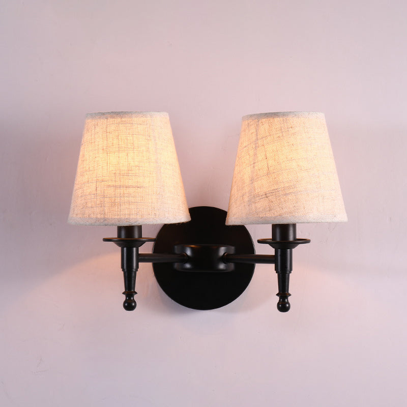 Bucket Shade Fabric Wall Lighting Fixture Vintage Style Corridor Wall Mounted Lamp 2.0 Grey Clearhalo 'Wall Lamps & Sconces' 'Wall Lights' Lighting' 2246138