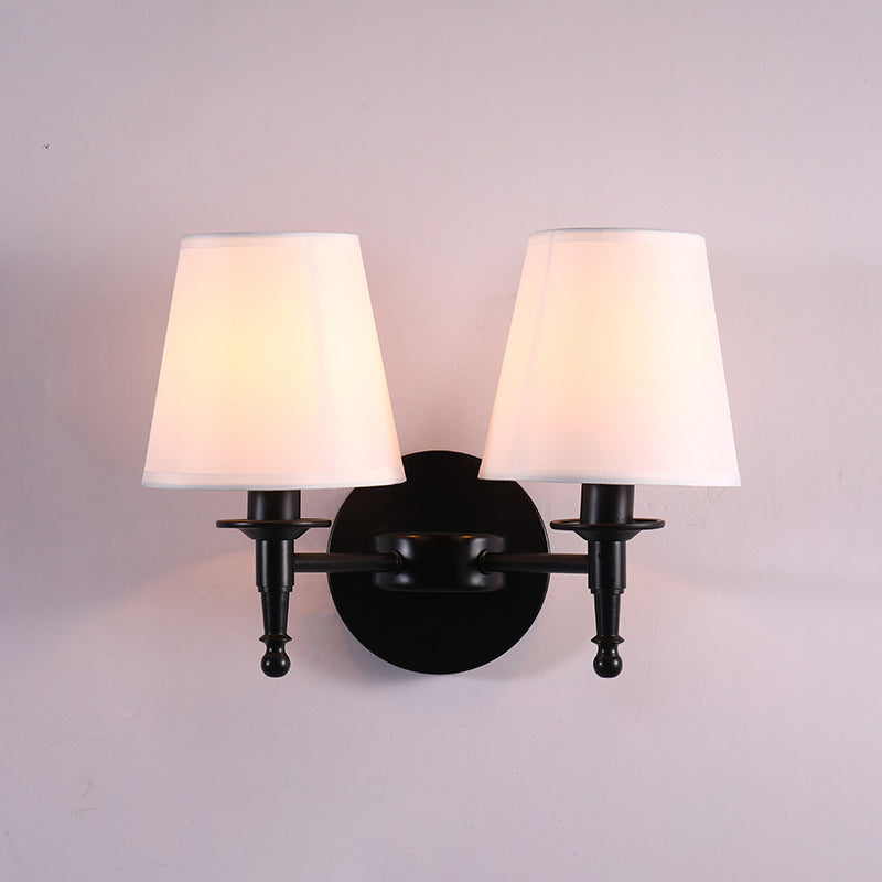 Bucket Shade Fabric Wall Lighting Fixture Vintage Style Corridor Wall Mounted Lamp 2.0 White Clearhalo 'Wall Lamps & Sconces' 'Wall Lights' Lighting' 2246144