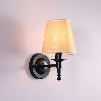 Bucket Shade Fabric Wall Lighting Fixture Vintage Style Corridor Wall Mounted Lamp 1.0 Yellow Clearhalo 'Wall Lamps & Sconces' 'Wall Lights' Lighting' 2246146