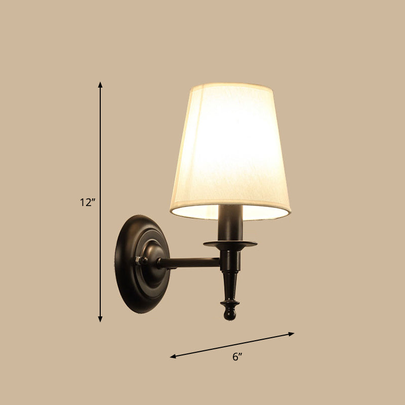 Single Wall Mount Light Minimalism Tapered Drum Fabric Wall Lighting for Corridor Black Clearhalo 'Wall Lamps & Sconces' 'Wall Lights' Lighting' 2246151