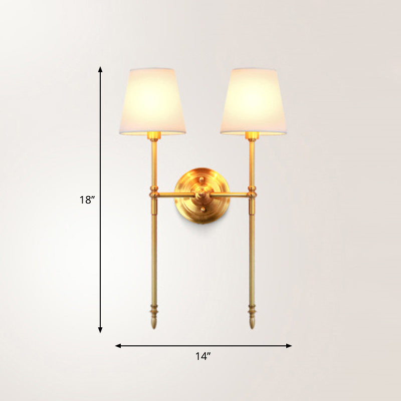 Bucket Shade Fabric Wall Mount Light Traditional Corridor Wall Light Fixture in Brass 2.0 Brass Clearhalo 'Wall Lamps & Sconces' 'Wall Lights' Lighting' 2246165