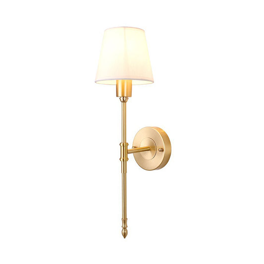 Bucket Shade Fabric Wall Mount Light Traditional Corridor Wall Light Fixture in Brass Clearhalo 'Wall Lamps & Sconces' 'Wall Lights' Lighting' 2246169