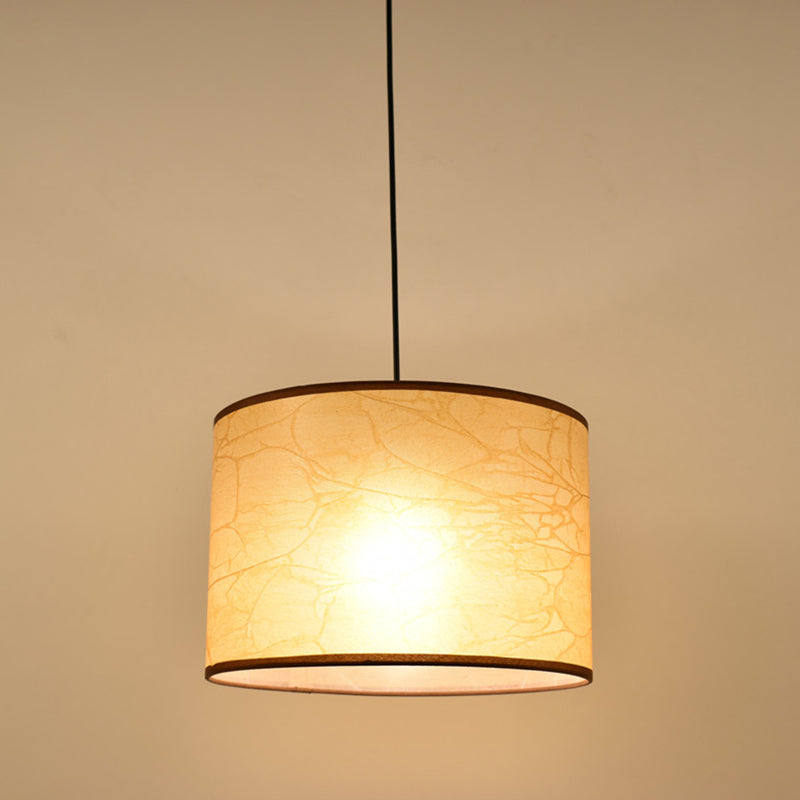 Single Ceiling Light Vintage Drum Shade Fabric Hanging Pendant Light for Restaurant Light Yellow Clearhalo 'Ceiling Lights' 'Pendant Lights' 'Pendants' Lighting' 2246174_75c26bbf-e50e-44ca-8b2b-34295322d82c