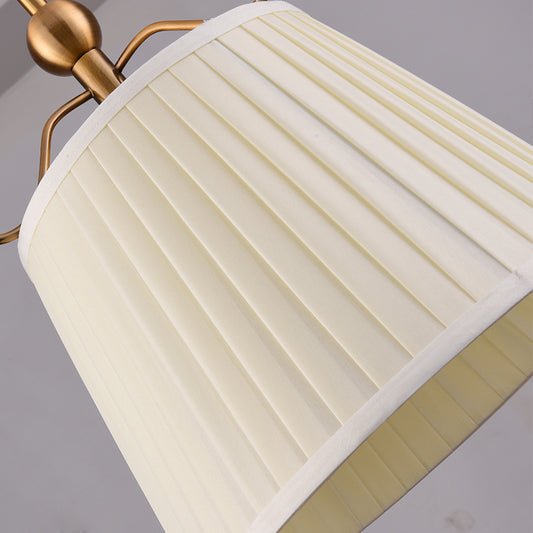 Single Semi Flush Traditional Tapered Pleated Fabric Flush Ceiling Light Fixture in White for Bedroom Clearhalo 'Ceiling Lights' 'Chandeliers' Lighting' options 2246216