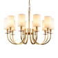 Cylinder Fabric Chandelier Light Minimalism Living Room Pendant Light Fixture in Brass Clearhalo 'Ceiling Lights' 'Chandeliers' Lighting' options 2246230