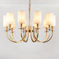Cylinder Fabric Chandelier Light Minimalism Living Room Pendant Light Fixture in Brass Clearhalo 'Ceiling Lights' 'Chandeliers' Lighting' options 2246233