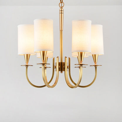 Cylinder Fabric Chandelier Light Minimalism Living Room Pendant Light Fixture in Brass 6 Brass Clearhalo 'Ceiling Lights' 'Chandeliers' Lighting' options 2246235_a33dc9eb-a9a5-4f77-a4ec-75538532447c