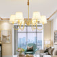 Fabric Bucket Shade Suspension Light Simplicity Living Room Chandelier Light in Brass Clearhalo 'Ceiling Lights' 'Chandeliers' Lighting' options 2246236