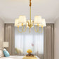 Fabric Bucket Shade Suspension Light Simplicity Living Room Chandelier Light in Brass Clearhalo 'Ceiling Lights' 'Chandeliers' Lighting' options 2246239