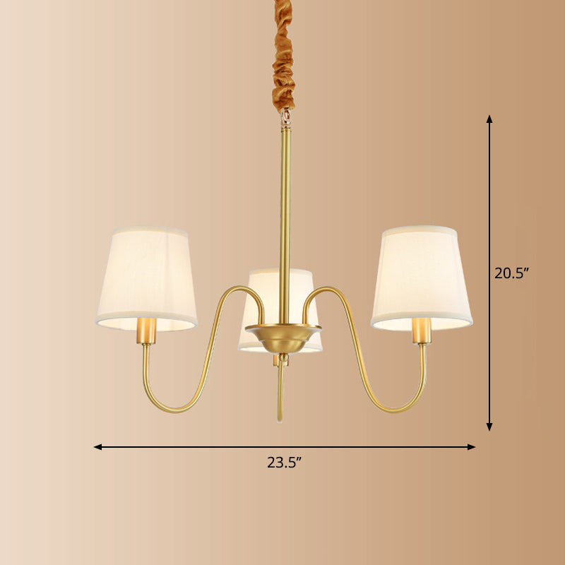 Fabric Bucket Shade Suspension Light Simplicity Living Room Chandelier Light in Brass Clearhalo 'Ceiling Lights' 'Chandeliers' Lighting' options 2246243