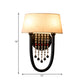 Fabric Drum Wall Lighting Lodge Style 2 Bulbs Corridor Sconce Lamp with Crystal Bead and U-Shaped Arm in Black Clearhalo 'Modern wall lights' 'Modern' 'Wall Lamps & Sconces' 'Wall Lights' Lighting' 224626