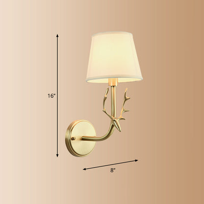 Traditional Bucket Ceiling Lighting Fabric Chandelier Light Fixture with Deer Decor in Brass 1 Brass Clearhalo 'Ceiling Lights' 'Chandeliers' Lighting' options 2246262_441aaa7f-5c8f-408a-ba38-52e6772cf84d