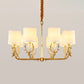 Cylindrical Fabric Chandelier Pendant Light Vintage Living Room Hanging Light with Deer Accent Clearhalo 'Ceiling Lights' 'Chandeliers' Lighting' options 2246279