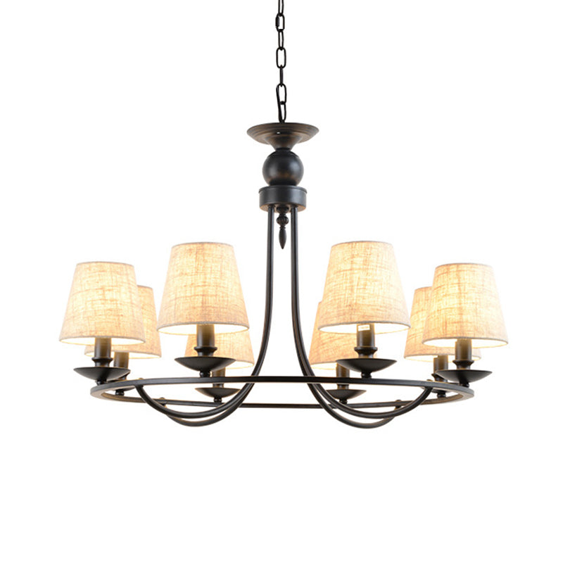 Classic Bucket Shade Chandelier Lighting Fabric Pendant Light in Black for Living Room Clearhalo 'Ceiling Lights' 'Chandeliers' Lighting' options 2246292