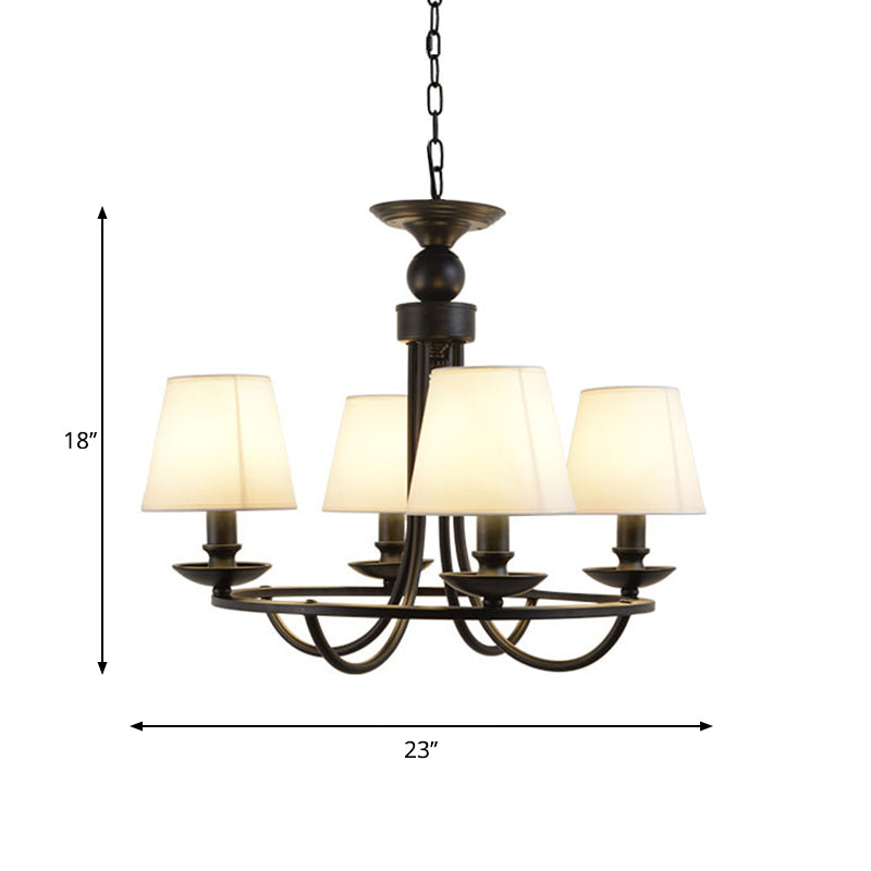 Classic Bucket Shade Chandelier Lighting Fabric Pendant Light in Black for Living Room Clearhalo 'Ceiling Lights' 'Chandeliers' Lighting' options 2246293