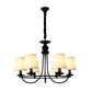 Fabric Tapered Drum Chandelier Pendant Light Vintage Living Room Hanging Light in Black 6 Black Clearhalo 'Ceiling Lights' 'Chandeliers' Lighting' options 2246310_c7da1960-c9ec-4b81-8b69-80a3afc5cd31