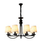 Fabric Tapered Drum Chandelier Pendant Light Vintage Living Room Hanging Light in Black Clearhalo 'Ceiling Lights' 'Chandeliers' Lighting' options 2246315