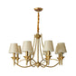 Minimalism Candlestick Chandelier Light Metallic Pendant Light Fixture with Tapered Fabric Shade 8 Beige Clearhalo 'Ceiling Lights' 'Chandeliers' Lighting' options 2246333_171b82de-e12a-46ca-a0c1-ba33aefdade0