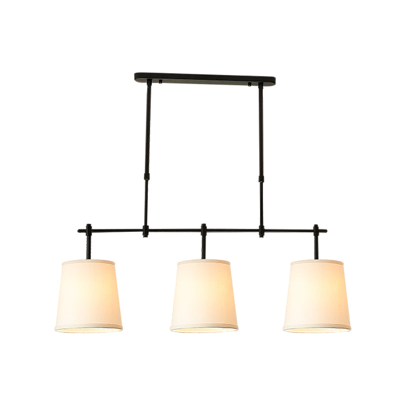 3 Bulbs Pendant Light Vintage Tapered Fabric Hanging Island Light in White for Dining Room Clearhalo 'Ceiling Lights' 'Island Lights' Lighting' 2246375